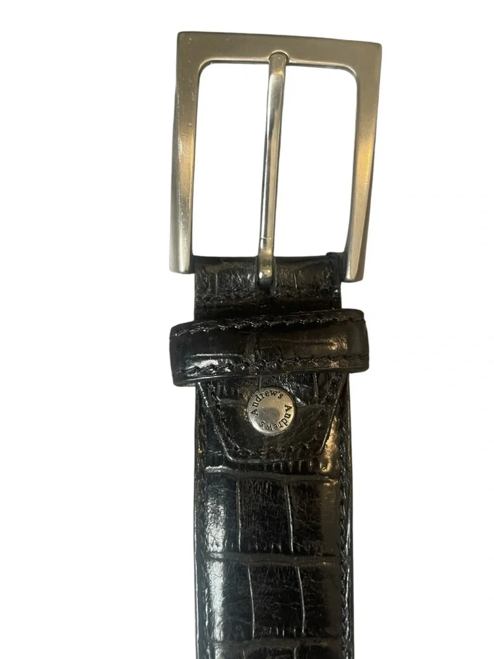 Diana For Andrew’s Milano Men’s Black Crocodile Pattern Leather Belt 90/36